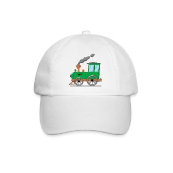 Kinderzug Eisenbahn grün - Baseballkappe - Weiß/Weiß - Vorne