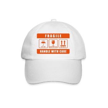Fragile Handle with Care Versandetikett - Baseballkappe - Weiß/Weiß - Vorne