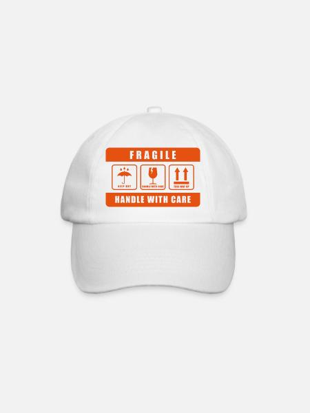 Panneau d’étiquette d’expédition Fragile Handle With Care - Casquette classique - blanc/blanc