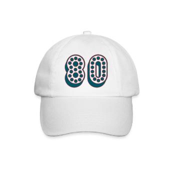 80. 80 JAHRE. 80-JÄHRIGES JUBILÄUM. 80. GEBURTSTAG. - Baseballkappe - Weiß/Weiß - Vorne