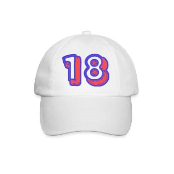 18. 18 YEARS OLD. 18th ANNIVERSARY. 18 BIRTHDAY. - Baseball Cap - white/white - Front