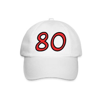 80. 80 JAHRE. 80-JÄHRIGES JUBILÄUM. 80. GEBURTSTAG. - Baseballkappe - Weiß/Weiß - Vorne
