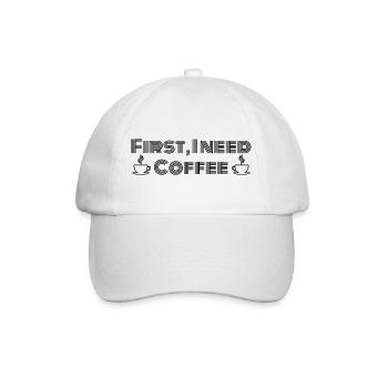 Zuerst brauche ich Kaffee - Baseballkappe - Weiß/Weiß - Vorne