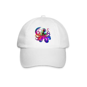 Psychedelic Neon Octopus - Baseball Cap - white/white - Front