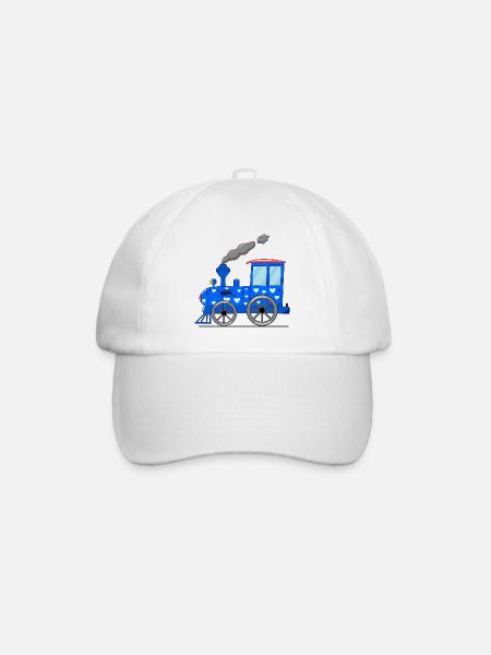 Train pour enfants bleu avec des cœurs - Casquette classique - blanc/blanc