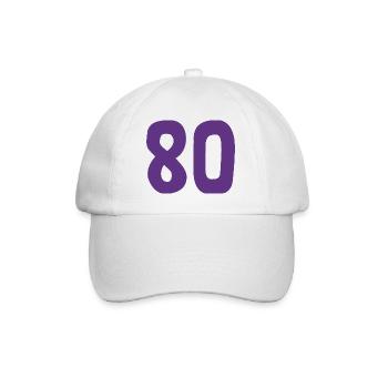80. 80 JAHRE. 80-JÄHRIGES JUBILÄUM. 80. GEBURTSTAG. - Baseballkappe - Weiß/Weiß - Vorne
