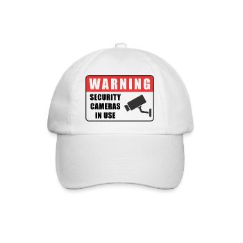 Warning CCTV Camera Badge Security Sign Icon - Baseball Cap - white/white - Front