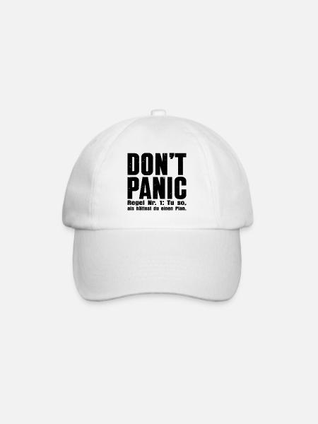 „DON’T PANIC“ – Das Kultshirt - Baseballkappe - Weiß/Weiß