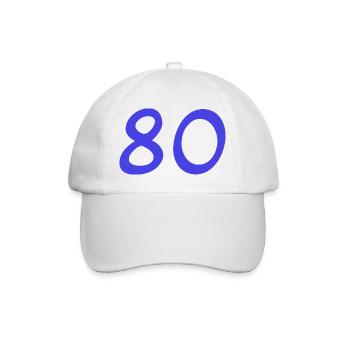 80. 80 JAHRE. 80-JÄHRIGES JUBILÄUM. 80. GEBURTSTAG. - Baseballkappe - Weiß/Weiß - Vorne
