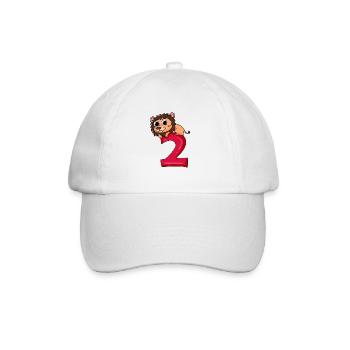2 Geburtstag Löwe - 2 Jahre alt Geschenk - Baseballkappe - Weiß/Weiß - Vorne