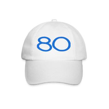 80. 80 JAHRE. 80-JÄHRIGES JUBILÄUM. 80. GEBURTSTAG. - Baseballkappe - Weiß/Weiß - Vorne