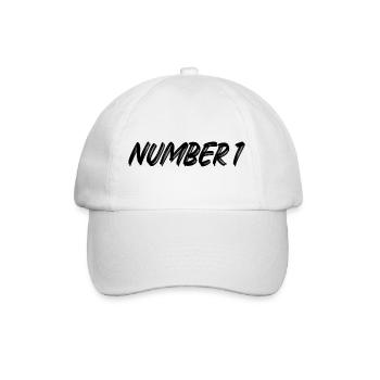 Number 1 - eins - erster - erste - 1 - Nummer 1 - Baseballkappe - Weiß/Weiß - Vorne