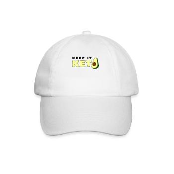 Keep It Keto Avocado Spruch Ketogene Diät Geschenk - Baseballkappe - Weiß/Weiß - Vorne