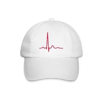Herzschlag-EKG-Linie Medizinischer Pulswellen-Ikon-Vektor - Baseballkappe - Weiß/Weiß - Vorne