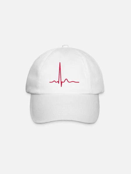 Herzschlag-EKG-Linie Medizinischer Pulswellen-Ikon-Vektor - Baseballkappe - Weiß/Weiß