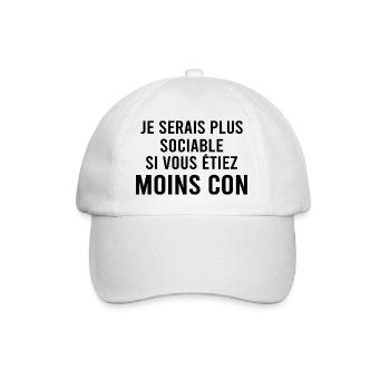 Je serai plus sociable si. - Casquette classique - blanc/blanc - Devant
