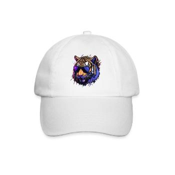 Cooler Retro-Tigerkopf - Baseballkappe - Weiß/Weiß - Vorne