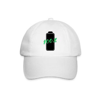 Batterie hat 100% volle Energie - Baseballkappe - Weiß/Weiß - Vorne