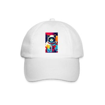 Astronauten-Katze - Baseballkappe - Weiß/Weiß - Vorne