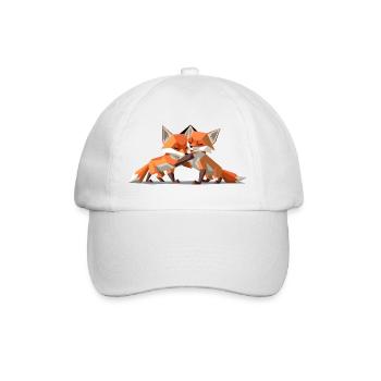 Low-poly Fox Cubs - Baseball Cap - white/white - Front