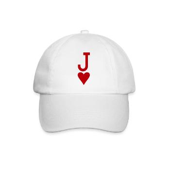 Poker Spielkarte - Herz Bube - Baseballkappe - Weiß/Weiß - Vorne