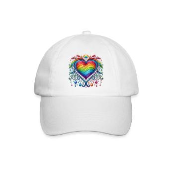 Regenbogen Herz - Baseballkappe - Weiß/Weiß - Vorne