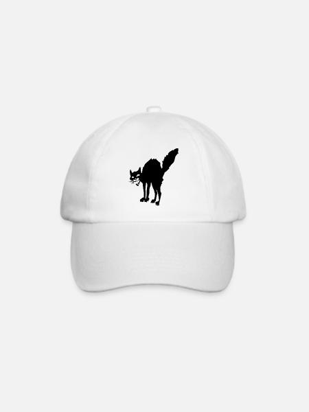 schwarze Katze I Antifa I Anarchy cat I Sab Cat - Baseballkappe - Weiß/Weiß