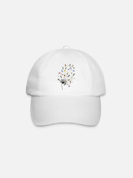 Garten in Splittern: Werkzeuge und Blumen - Baseballkappe - Weiß/Weiß