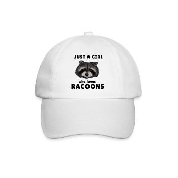 Just a Girl who loves Racoons - Waschbär Mädchen - Baseballkappe - Weiß/Weiß - Vorne