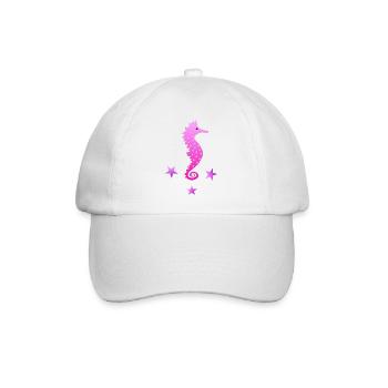 rosa Seepferdchen Wasserratte Schwimmabzeichen - Baseballkappe - Weiß/Weiß - Vorne