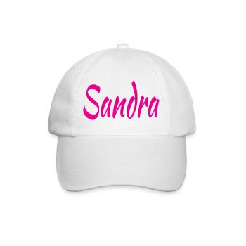 Sandra Script Pink auf Schwarz - Baseballkappe - Weiß/Weiß - Vorne
