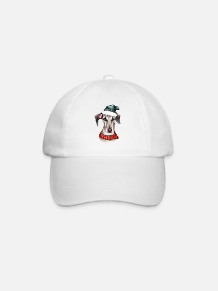 Ein Whippet-Hund im Weihnachtsmannkostüm - Baseballkappe - Weiß/Weiß