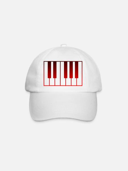 Musikinstrument - Klavier - Baseballkappe - Weiß/Weiß