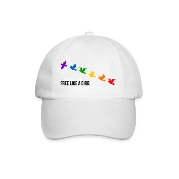Free like a bird, in Regenbogenfarben - Baseballkappe - Weiß/Weiß - Vorne