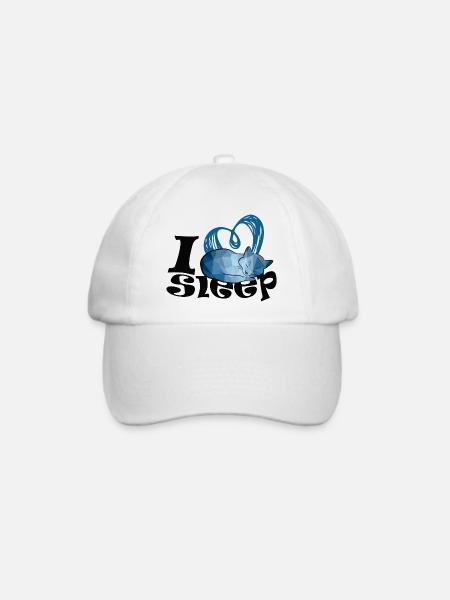 Blue Heart Schlafkatze - Baseballkappe - Weiß/Weiß