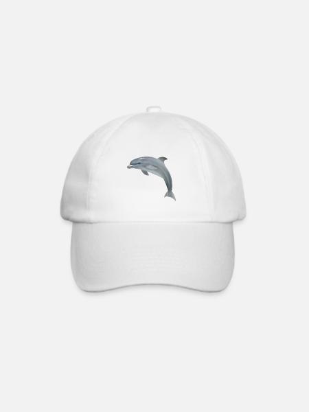 Springender Delfin - Realistische Illustration - Baseballkappe - Weiß/Weiß