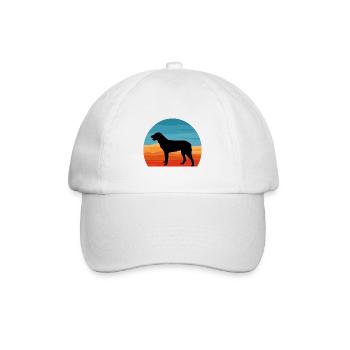 Cao De Castro Laboreiro Hund Silhouette Retro Sonne - Baseballkappe - Weiß/Weiß - Vorne