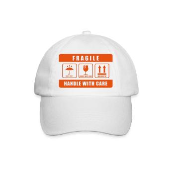 Fragile Handle with Care Versandetikett - Baseballkappe - Weiß/Weiß - Vorne