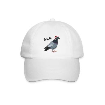 Ho Ho Ho - Taube mit Weihnachtsmütze - Baseballkappe - Weiß/Weiß - Vorne