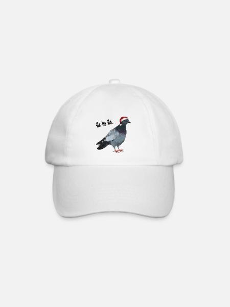 Ho Ho Ho - Taube mit Weihnachtsmütze - Baseballkappe - Weiß/Weiß