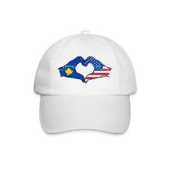 Kosovo USA Flagge Hände Herzform used - Baseballkappe - Weiß/Weiß - Vorne