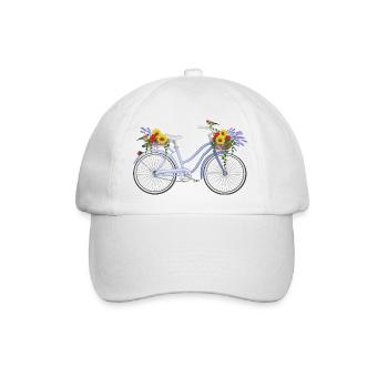 Fahrrad mit Lavendel - Baseballkappe - Weiß/Weiß - Vorne