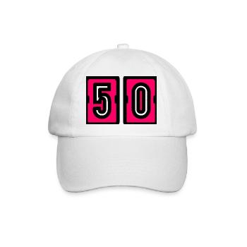 50. 50. GEBURTSTAG. GEBURTSTAG 50 JAHRE. 50 - Baseballkappe - Weiß/Weiß - Vorne