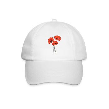 Trio von Mohnblumen - Baseballkappe - Weiß/Weiß - Vorne