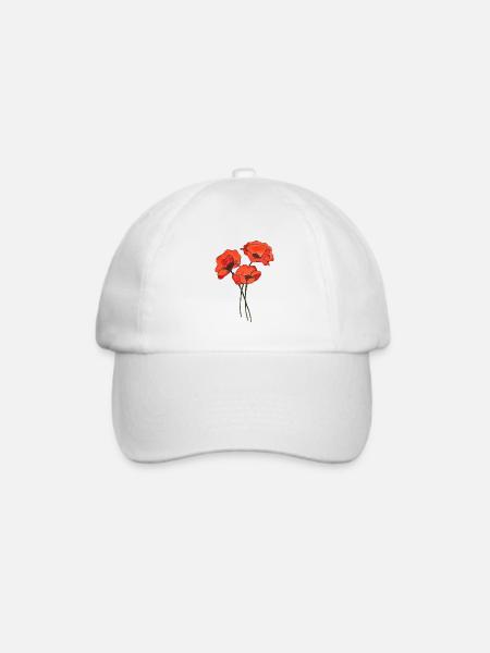 Trio von Mohnblumen - Baseballkappe - Weiß/Weiß