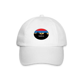 Eriwan Armenien Flagge Skyline Silhouette Reisen - Baseballkappe - Weiß/Weiß - Vorne
