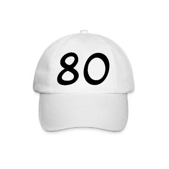 80. 80 JAHRE. 80-JÄHRIGES JUBILÄUM. 80. GEBURTSTAG. - Baseballkappe - Weiß/Weiß - Vorne