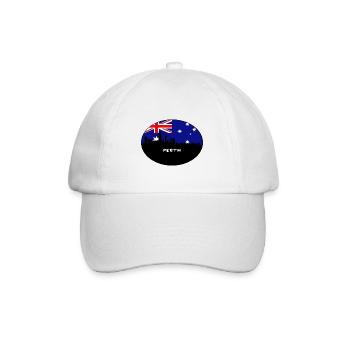 Perth-Australien-Flaggen-Skyline-Schattenbild-Reise - Baseballkappe - Weiß/Weiß - Vorne