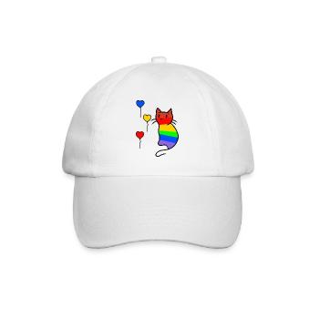 Katze Katzen Kitten LGBT Regenbogenfahne Liebe - Baseballkappe - Weiß/Weiß - Vorne