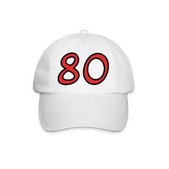 80. 80 JAHRE. 80-JÄHRIGES JUBILÄUM. 80. GEBURTSTAG. - Baseballkappe - Weiß/Weiß - Vorne